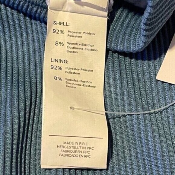 Cupshe Women’s Blue Ribbed Bikini Set Small Scoop Neck Top High Waist Bottom - Picture 8 of 8